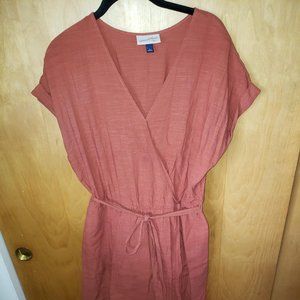 Burnt Orange Midi Universal Thread dress with Waist Tie